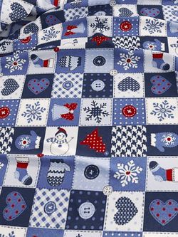 Постельное белье Сказка "Новогодний пэчворк" 2-спальный Наволочка 70х70 см 2 шт Простынь 240х215 см Пододеяльник 175х215 см, перкаль