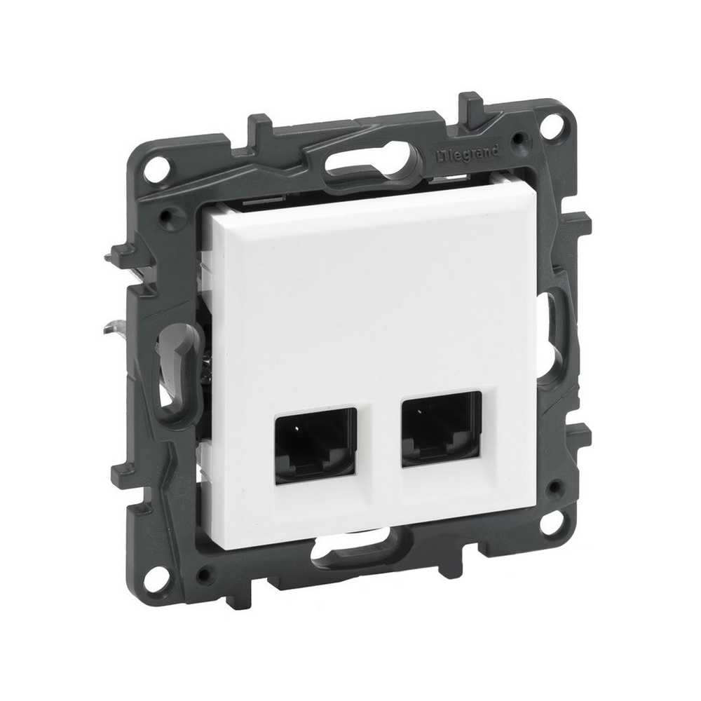 Информационная розетка двойная Niloe Step 2хRJ45 Кат.5e UTP Белый new