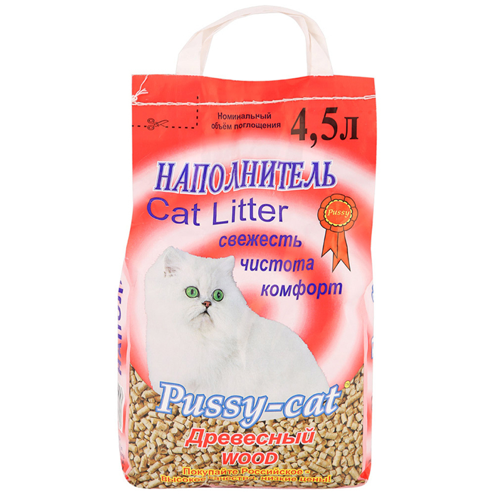 PUSSY-CAT Древесный Наполнитель для кошачьего туалета, 4,5 л