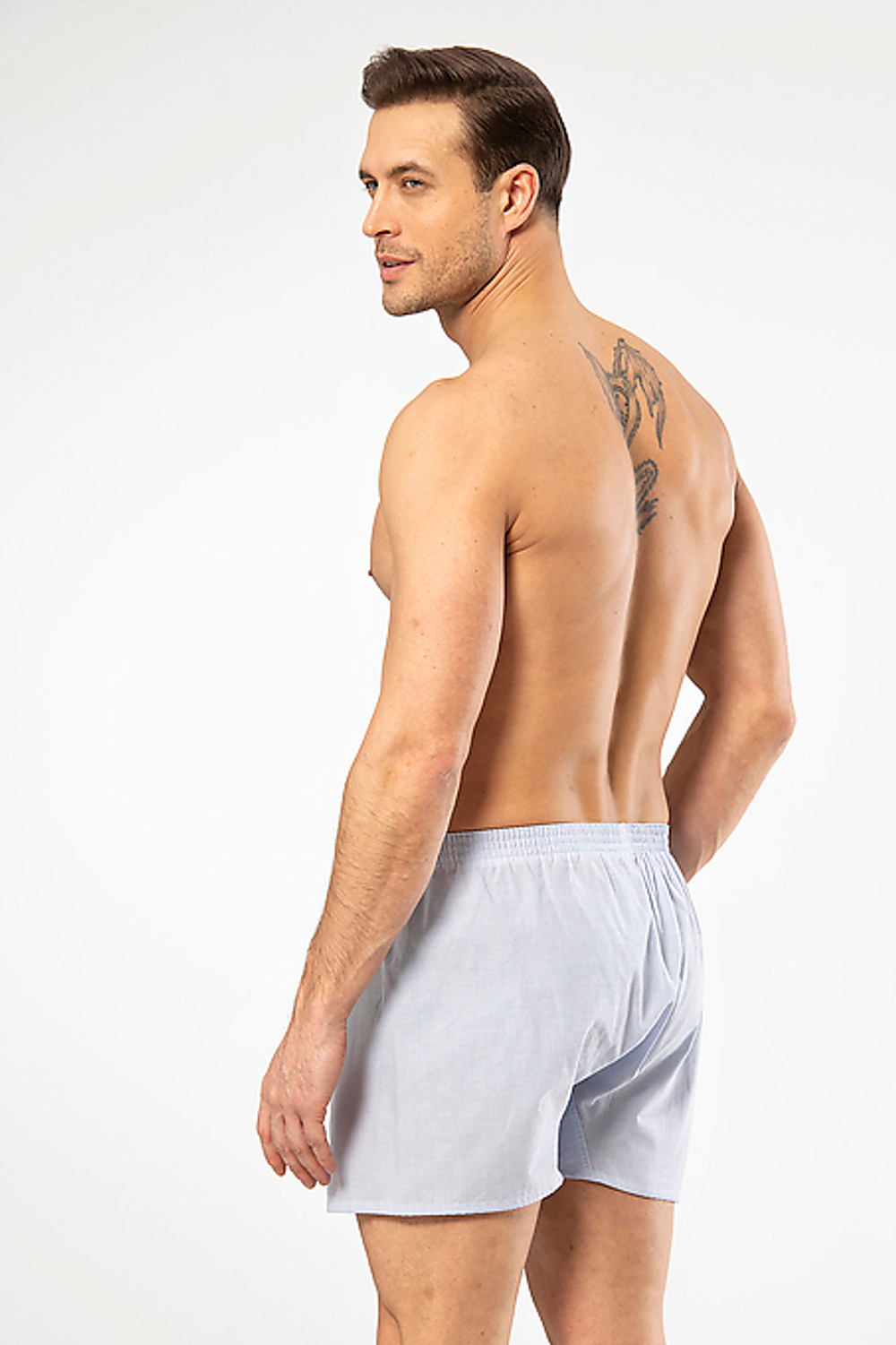 Трусы мужские боксеры светло-голубой полоска