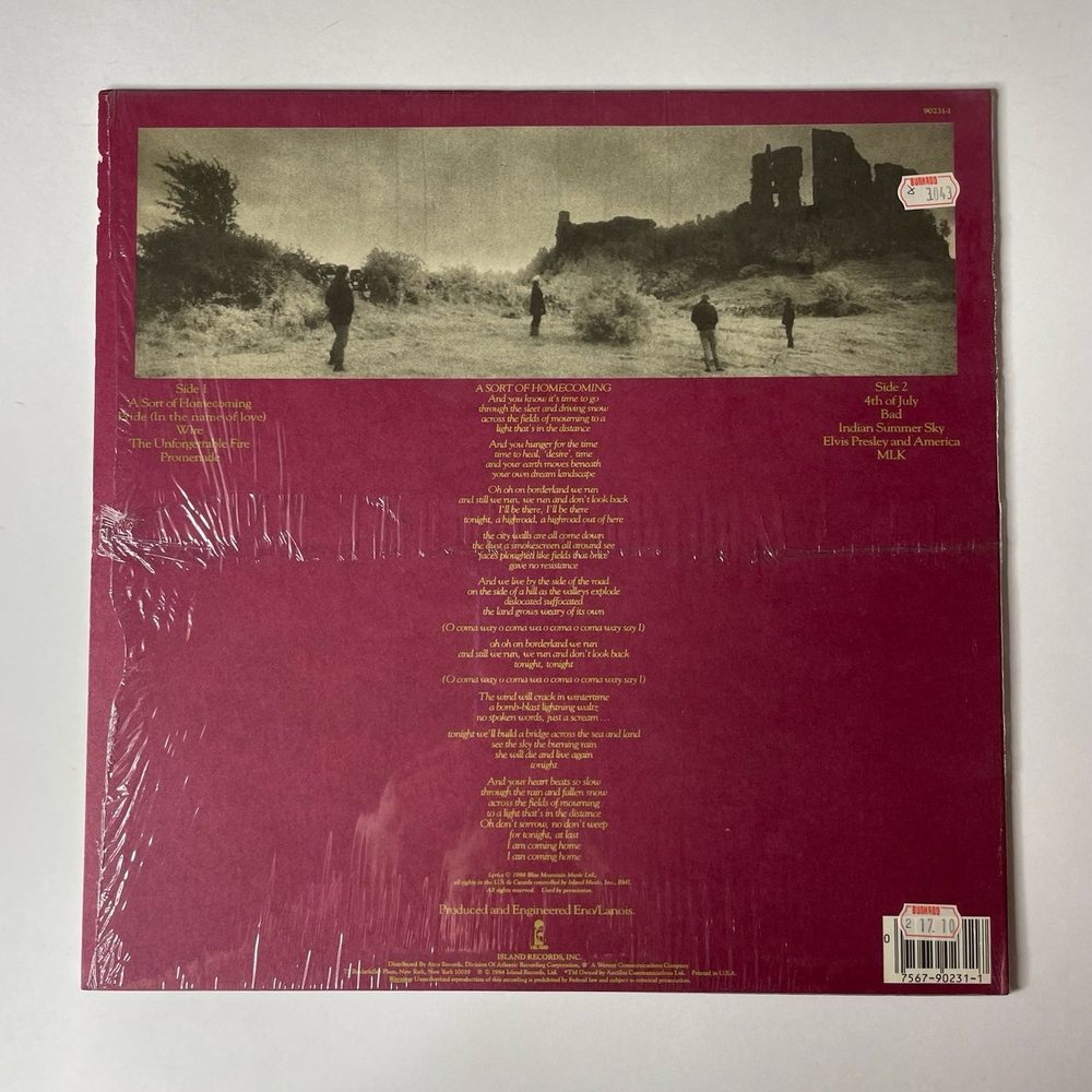 Винтажная виниловая пластинка LP U2 The Unforgettable Fire (USA 1984) A Sort Of Homecoming