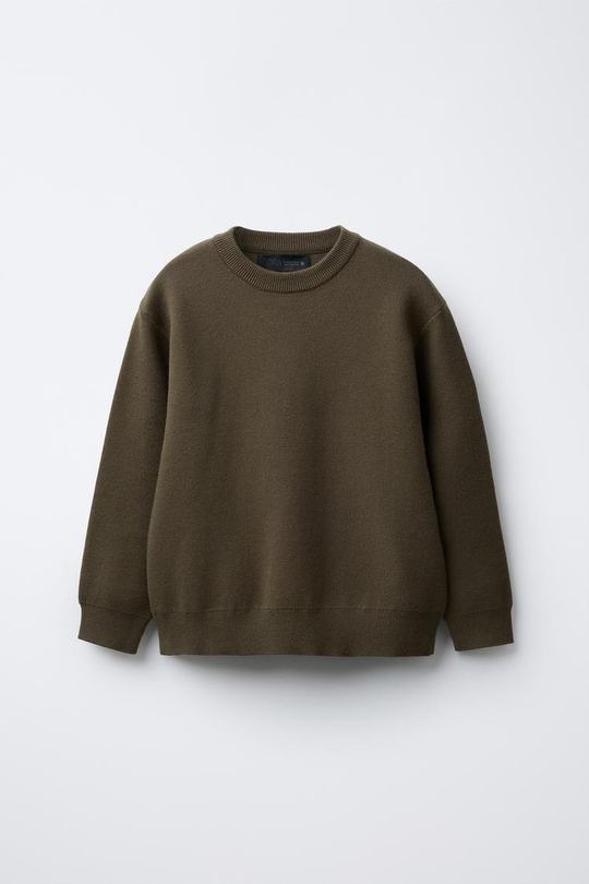 ZARA ОДНОТОННЫЙ СВИТЕР, ТЕМНЫЙ ХАКИ