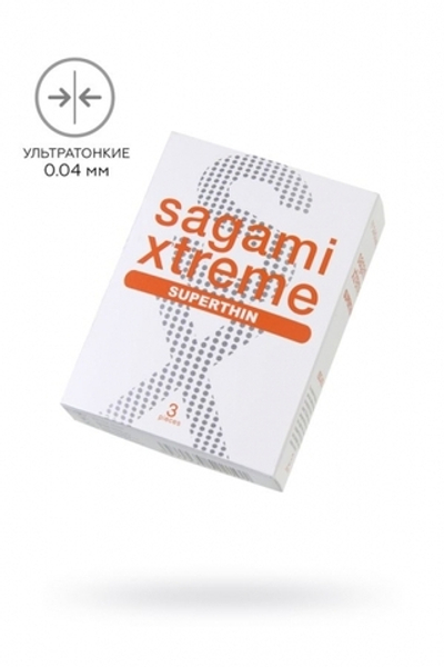 Презервативы Sagami, xtreme, 0.04, латекс, 19 см, 5,4 см, 3 шт. (Цвет: прозрачный)