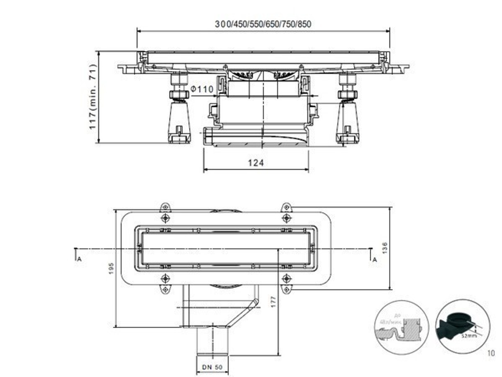 Душевой лоток Pestan Confluo Premium White Glass Gold Line 750 белое стекло/позолоченная сталь 13100092