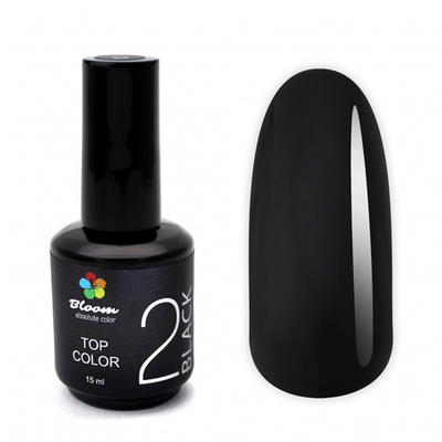 Bloom Black Top Color №2 - Топ для гель-лака Черный, 15 мл