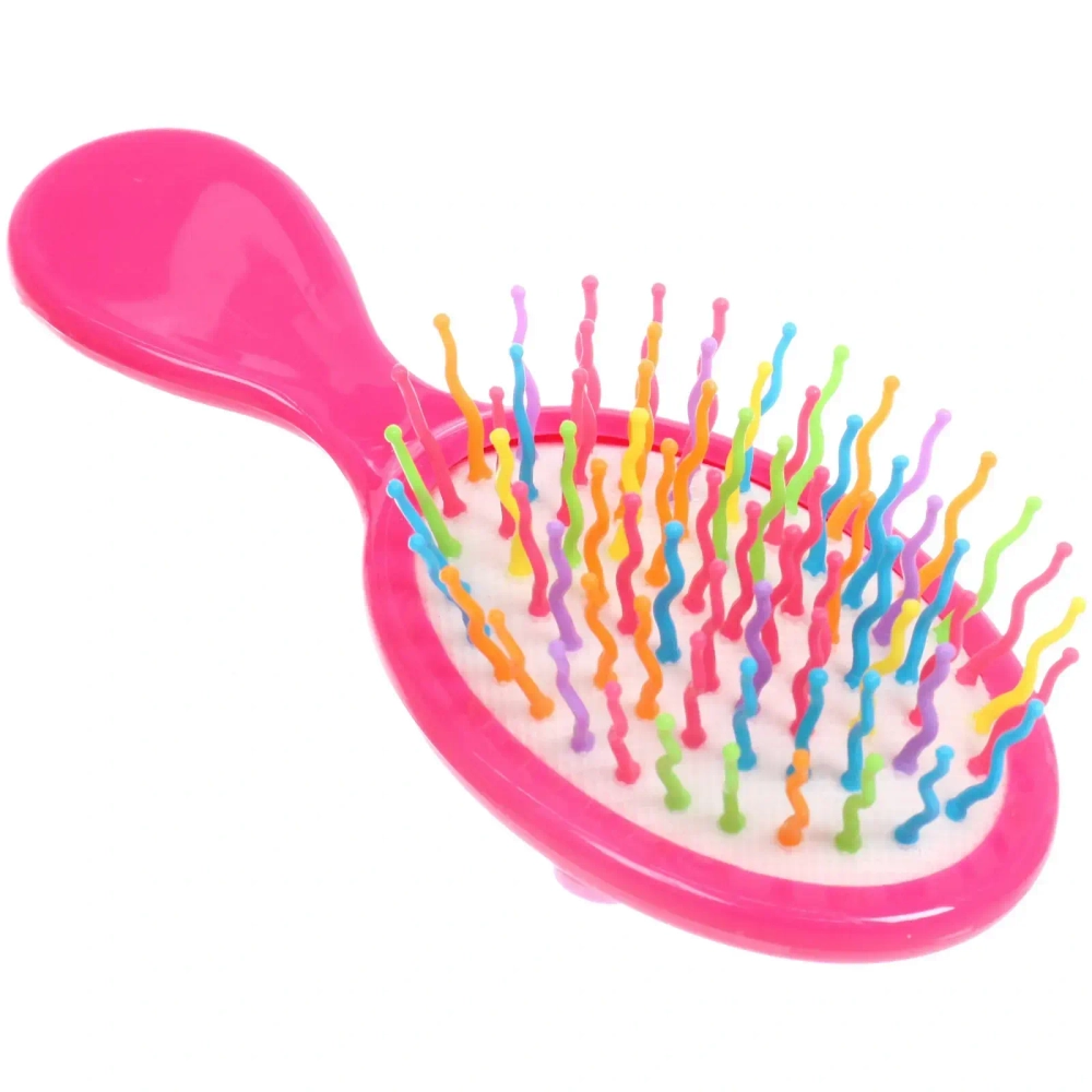 Расчёска массажная детская «Little darling», Ромашка - улыбашка, цвет ярко - розовый, разноцветные зубчики, 13,8*6см (пакет с подвесом)