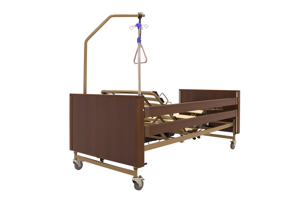 Кровать электрическая Med-Mos YG-1 (ЛДСП коричневый) с деревянными ламелями