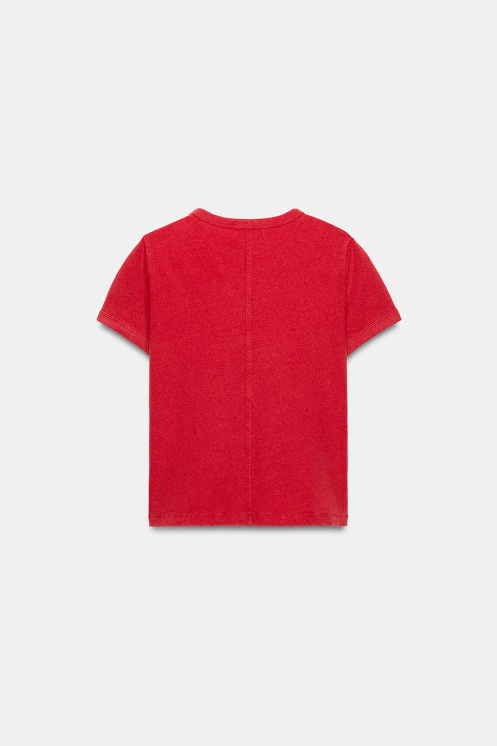 ZARA ФУТБОЛКА ИЗ ТКАНИ С ЭФФЕКТОМ ПОТЕРТОСТИ С НАДПИСЬЮ, КРАСНЫЙ