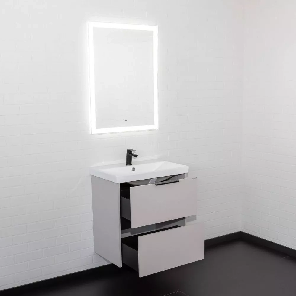 Подвесная тумба-умывальник Comforty Селенга-60 серый шелк с раковиной CF19696BX-60