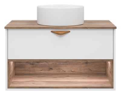 Тумба под раковину Brevita Bergen 90 с подсветкой подвесная (белая)