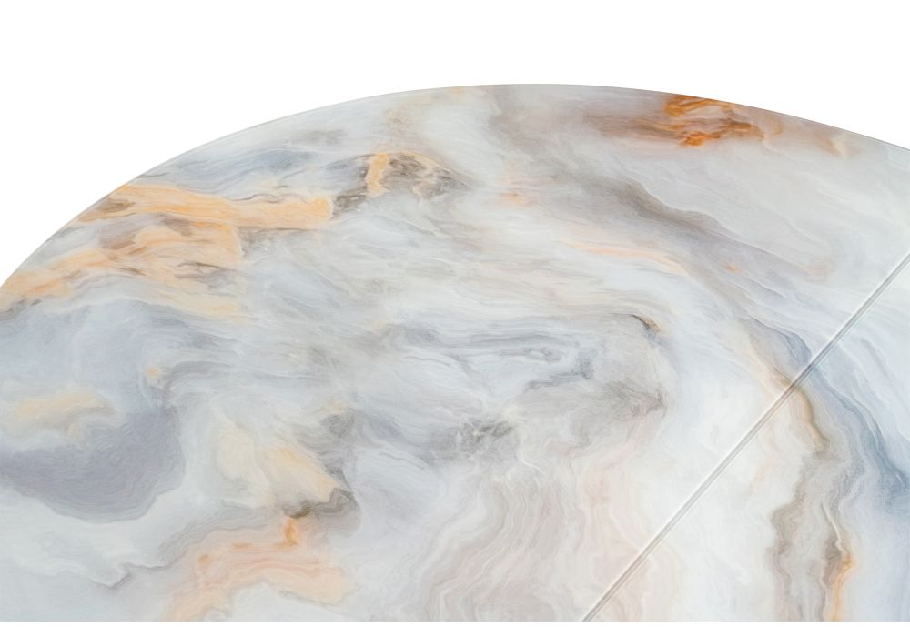 Стеклянный стол Кловис 100(140)х100х76 кианит / белый