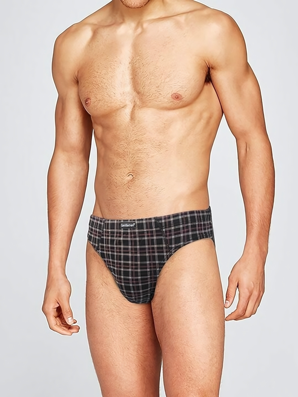 Набор из 2 трусов-слипов в клетку - черных и синих (Размер: M) (Цвет: черный с синим)