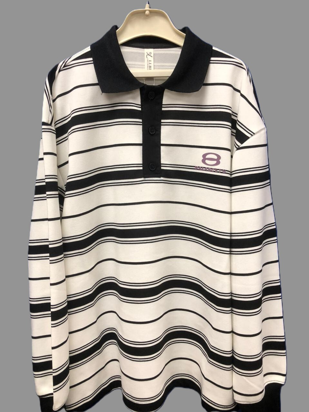 Молодёжное поло в полоску с длинным рукавом