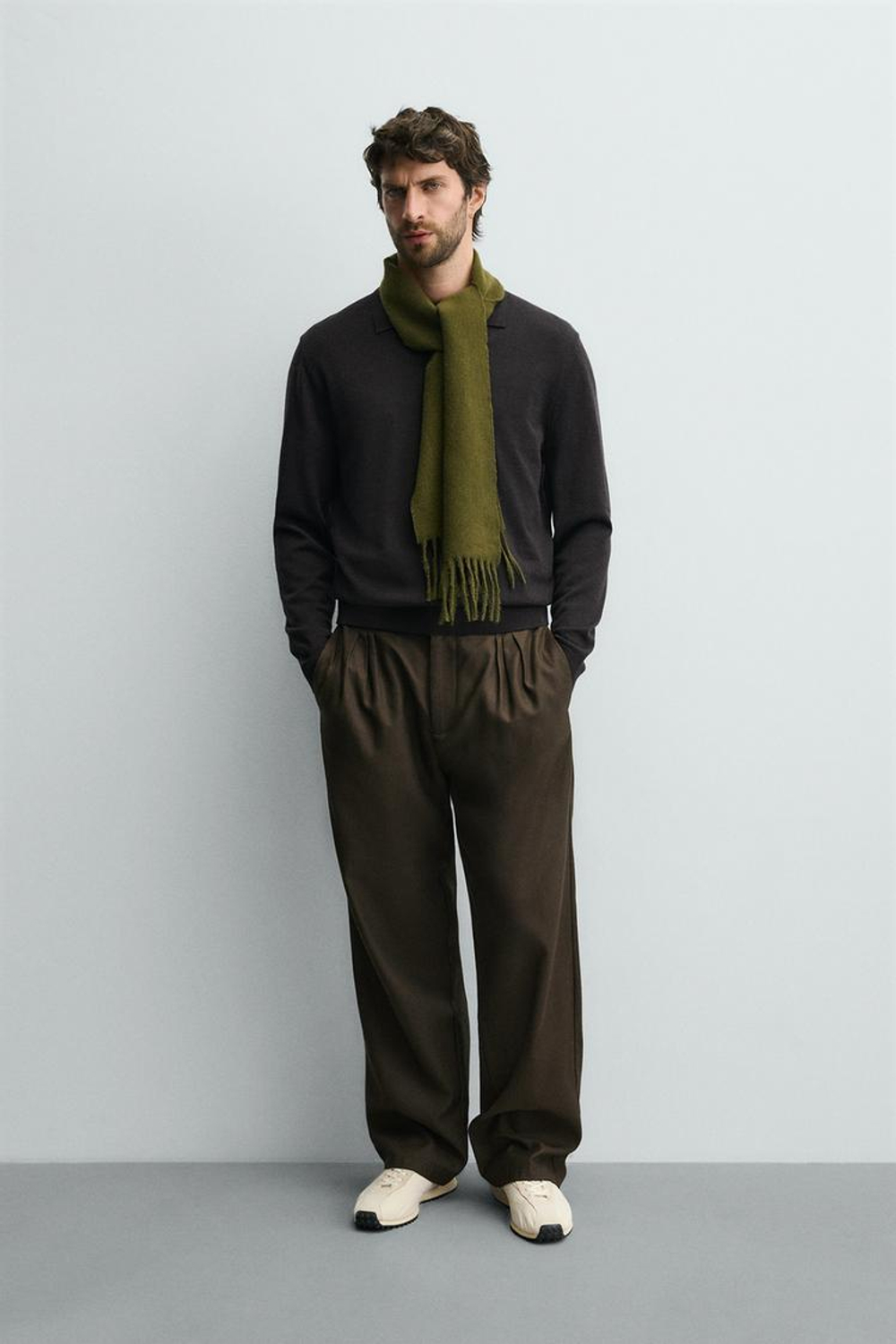 ZARA ШЕРСТЯНОЕ ПОЛО, ТЕМНО-КОРИЧНЕВЫЙ