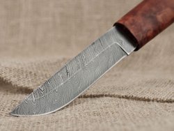 Нож Ханты-Манси, Дамасская сталь, рукоять мореная карельская берёза