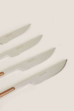 ZARA HOME НАБОР НОЖЕЙ С КРУГЛОЙ РУЧКОЙ ИЗ 4 ПРЕДМЕТОВ, ТЕМНО-КОРИЧНЕВЫЙ