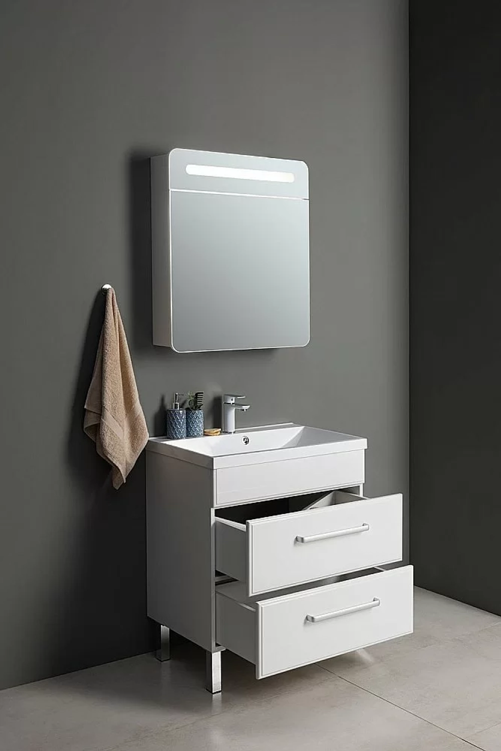 Тумба с раковиной Aquanet Лукка 302397 75 белый