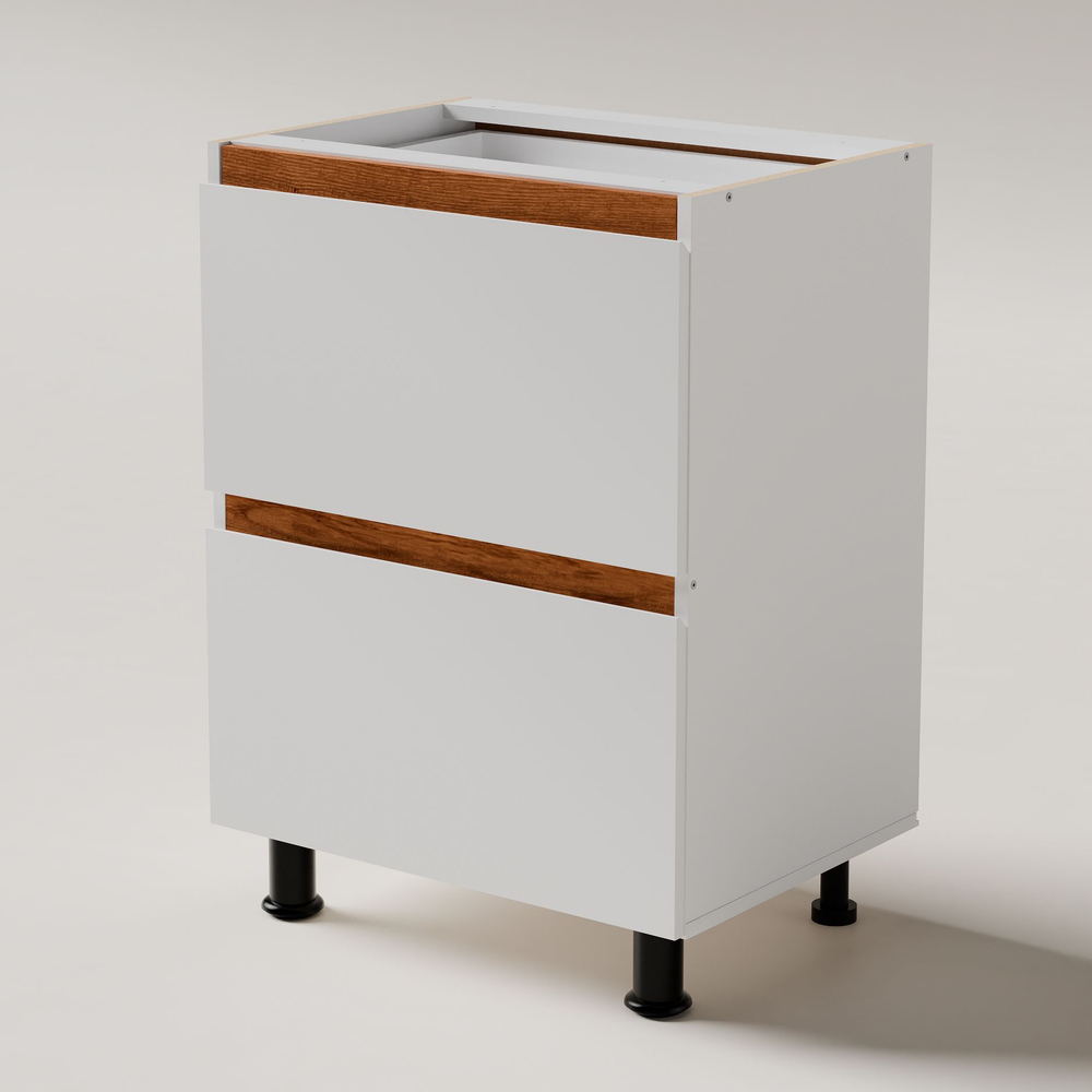 Кухонный модуль напольный 3 ящика 60х60х83, белый/дуб