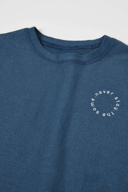 ZARA ФУТБОЛКА БЕЗ РУКАВОВ С НАДПИСЬЮ, СИНИЙ