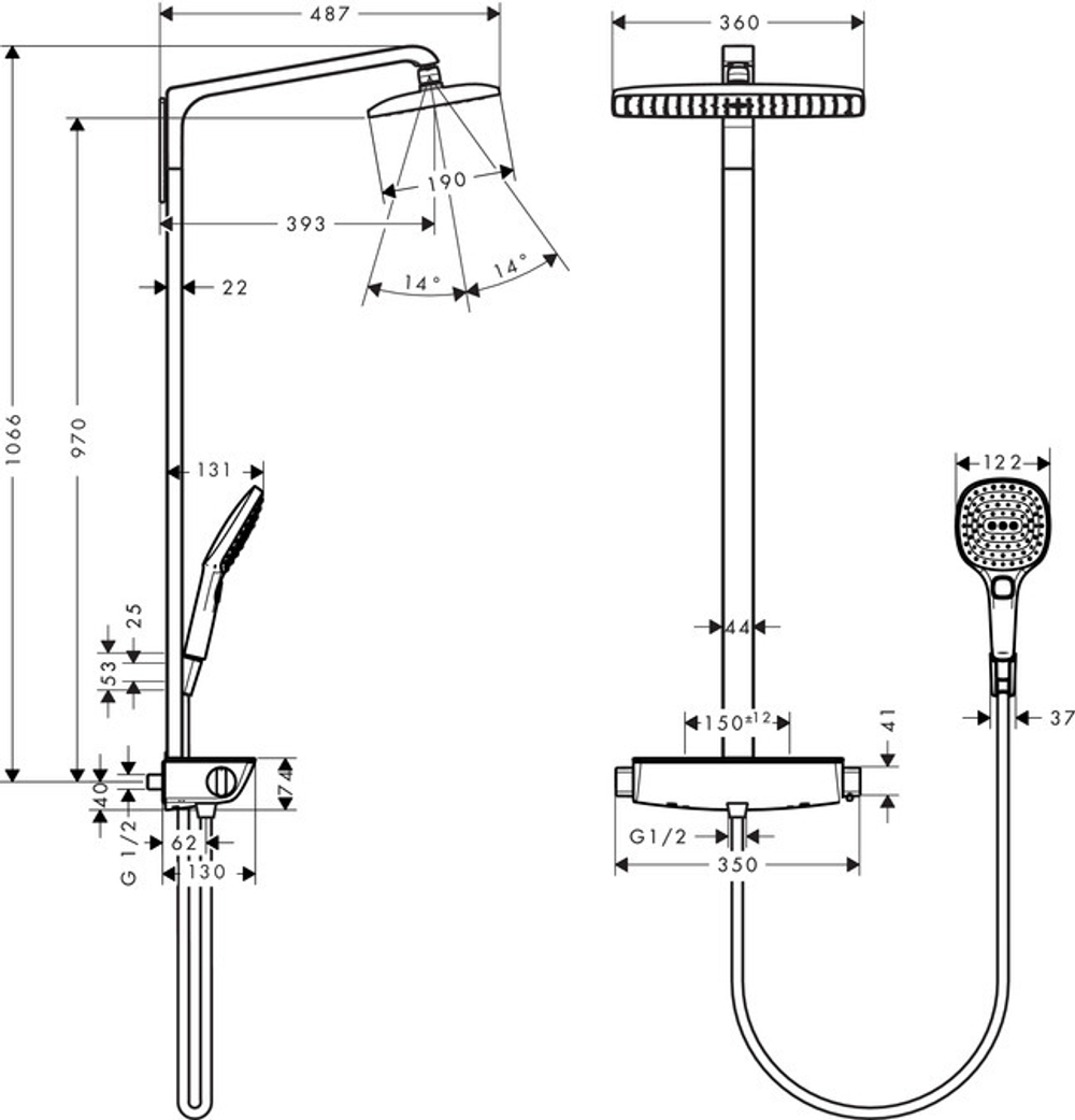 Душевая стойка Hansgrohe Raindance Select E 360 27112400 Showerpipe