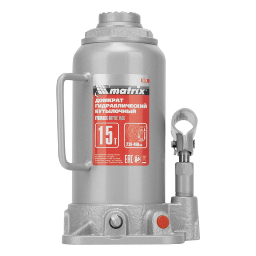 Домкрат бутылочный 15т, 230-460мм Матрикс