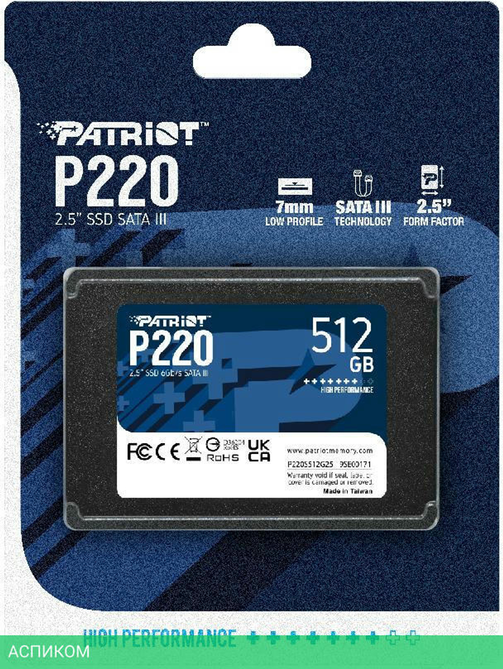 SSD диск Patriot SATA III 512Gb (P220S512G25)
