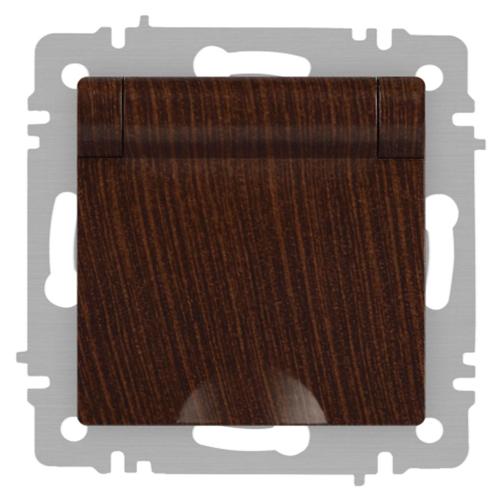 Розетка Intro Accent 6-203-10 2P+E Schuko с крышкой, 16А-250В, IP20, СУ, AL/CU, венге | Intro