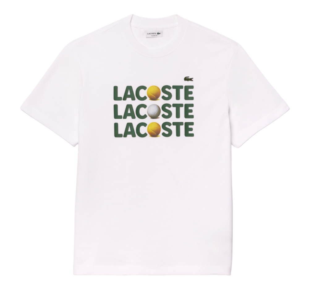 Мужская теннисная футболка Lacoste Heavy Cotton Tennis Ball Print T-Shirt - белый