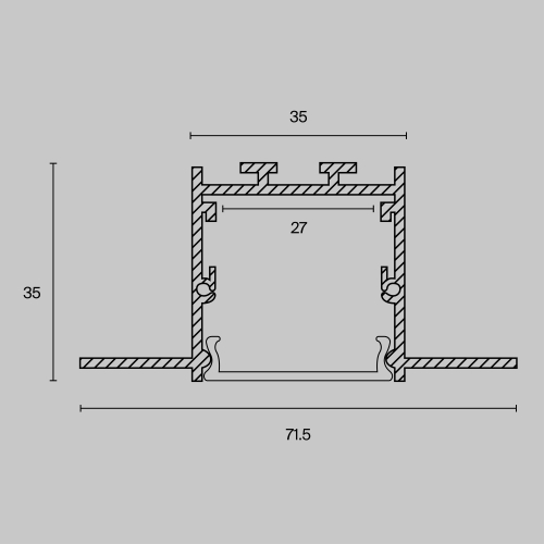 Алюминиевый профиль Maytoni встраиваемый скрытого монтажа 71×35 (Серебро, 2 м), ALM-7135-S-2M