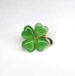 Брошка "Четырехлистный клевер".  Символ удачи. Оберег от сглаза. Цвет золото. Зеленый