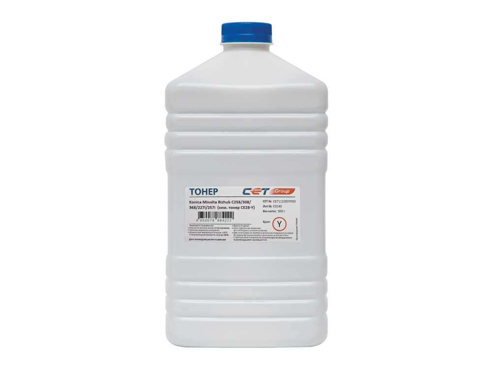 Тонер CE28-Y (CPT) TN-324Y/227Y для KONICA MINOLTA Bizhub C258/308/368/227i/257i (Japan) Yellow, 500г/бут, CET111055Y500