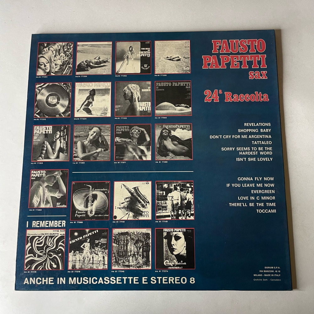 Винтажная виниловая пластинка LP Fausto Papetti Фаусто Папетти Sax 24 Raccolta (Италия 1977)