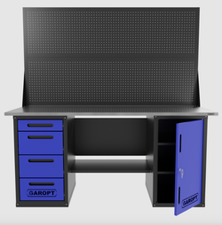 Верстак двухтумбовый дверь/4 ящиков с двумя экранами, синий 1800*700 Garopt, GT1800DY4PP2.blue