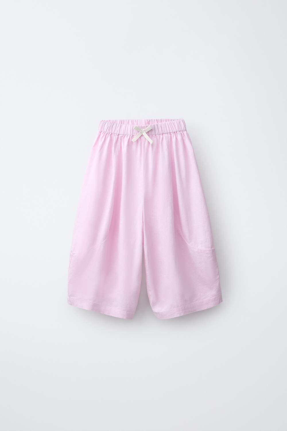 ZARA БРЮКИ-БОМБАШКИ ИЗ СМЕСОВОГО ЛЬНА, РОЗОВЫЙ