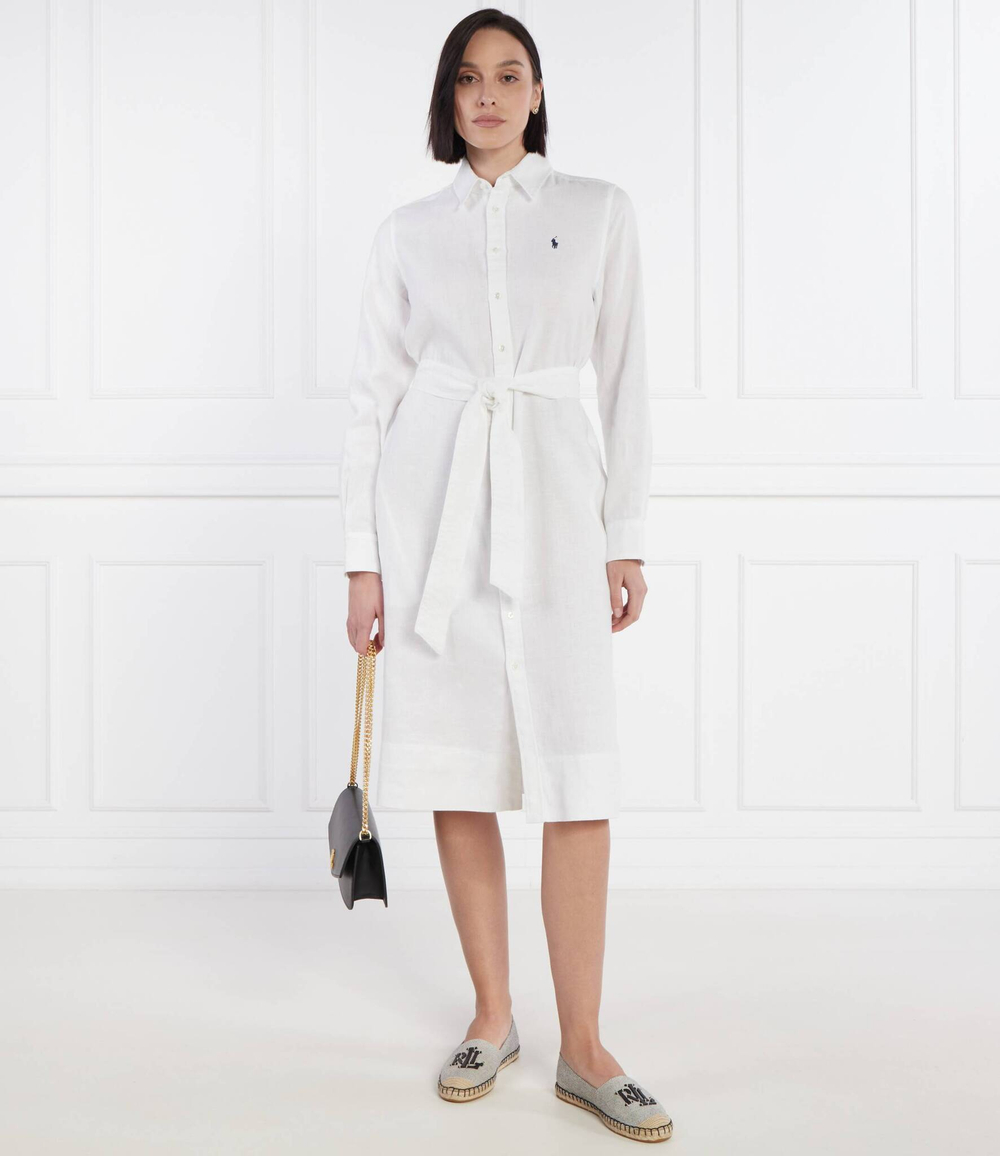 Льняное платье с ремешком LS KGSLY POLO RALPH LAUREN - белый(211943992)
