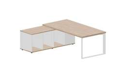 Стол Fortum на опорной сервисной тумбе (левый) 200(+0/15/30)х180х74см