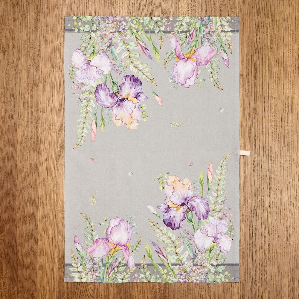 НАБОР ПОЛОТЕНЕЦ ИЗ 2 ШТ "ИРИСЫ"40Х60СМ,СЕРЫЙ,100% ХЛОПОК,ТВИЛ