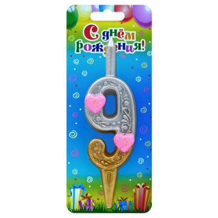 Свеча-Цифра Сердечко 9 12 см