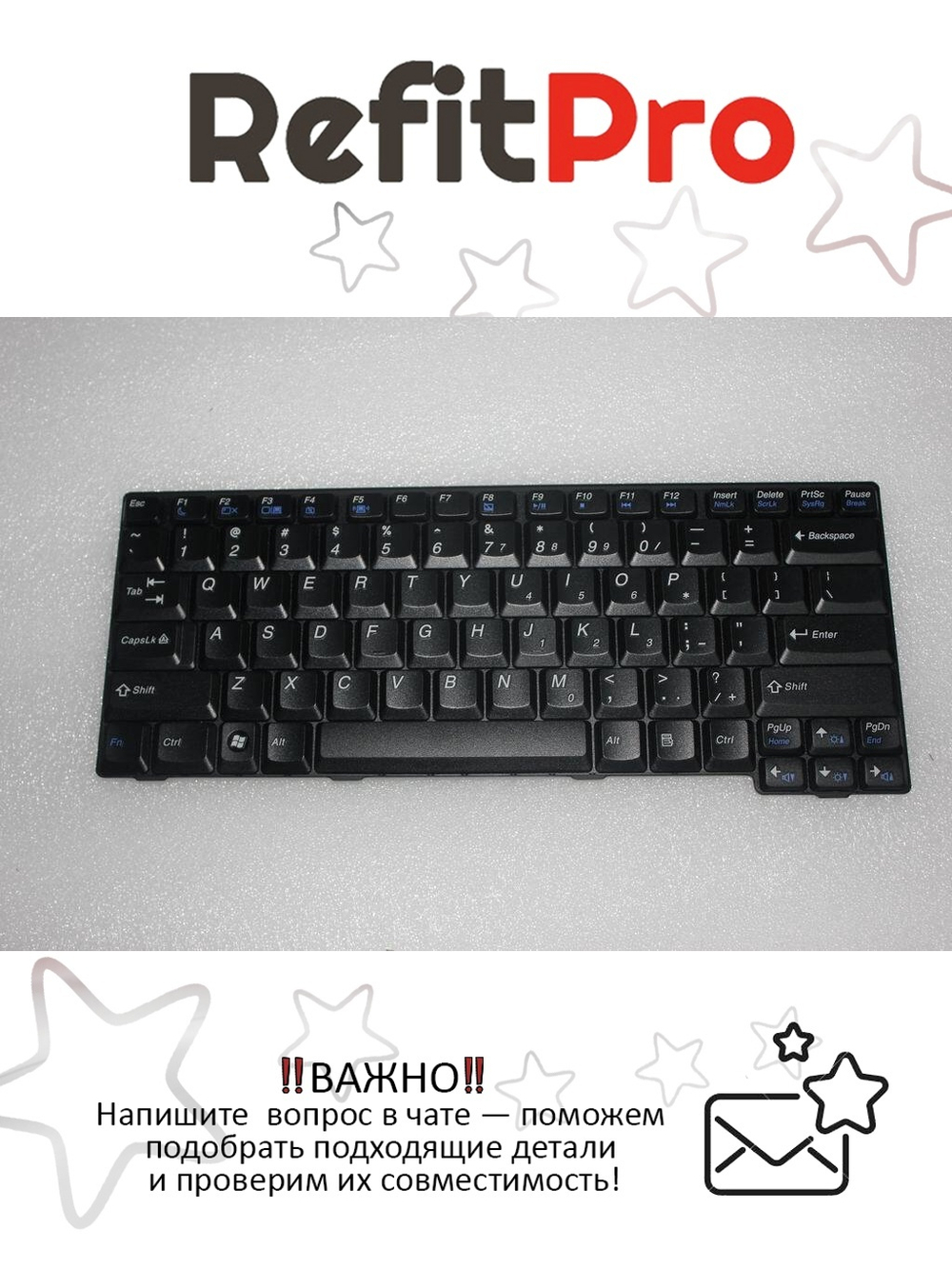 Клавиатура для ноутбука Lenovo E49 раскладка - английская, без подсветки, черная (25203598), оригинал