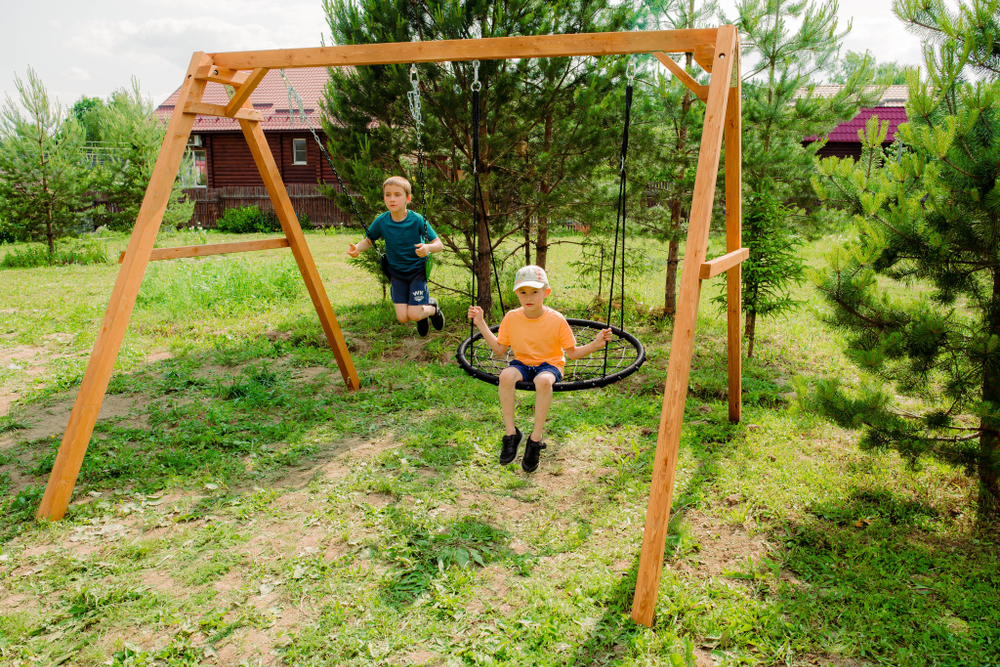 Деревянные качели с качелями гнездо 100 см и гибкими качелями