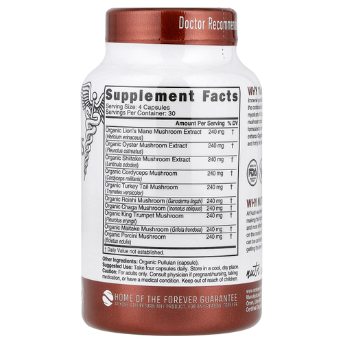Nutri, 10 органических грибов, 120 органических капсул