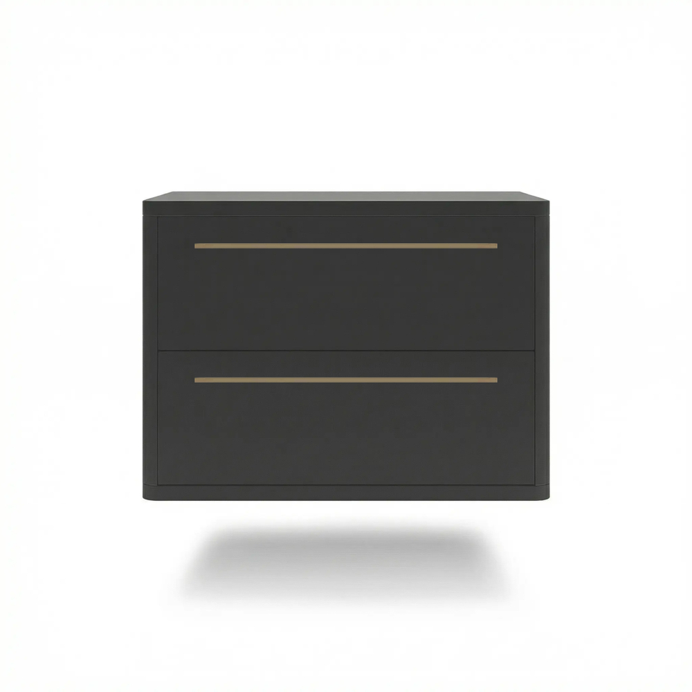 Тумба прикроватная подвесная ROYAL 5202 эко (Черный-р.золото)