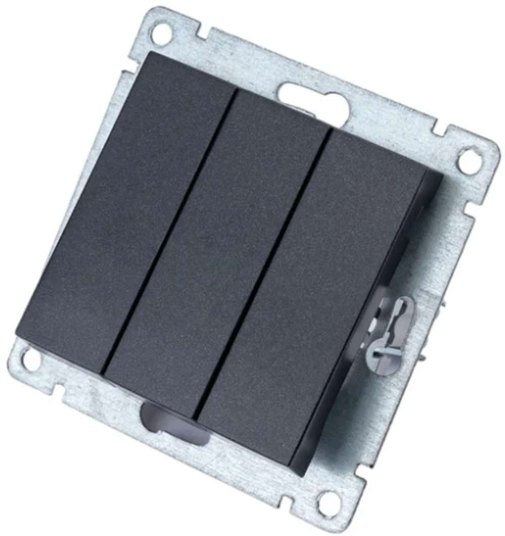 Выключатель трехклавишный UNIVersal серия афина, с/у, 10а, 220в, графит еврослот A0043-Gr