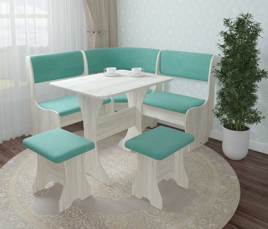 Кухонный уголок compatto "Оливьер" (Сосна Винтерберг/Велюр Romance Mint (AT)) -G