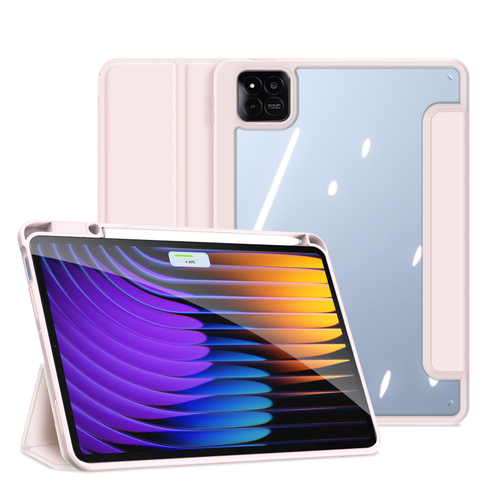 Чехол книжка розового цвета от Dux Ducis для Xiaomi Pad 7 и 7 Pro, серия Toby Series Case, с функцией пробуждения и сна