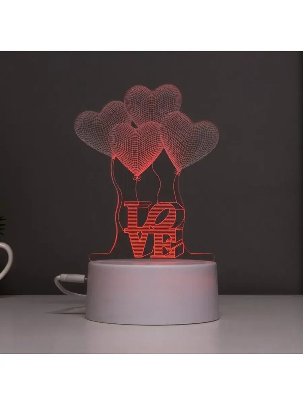 Светильник сенсорный «Четыре сердца» LED 7 цветов USB/от бат