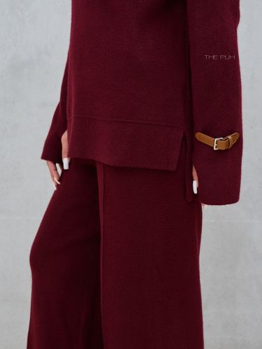 Бордовый трикотажный костюм с брюками