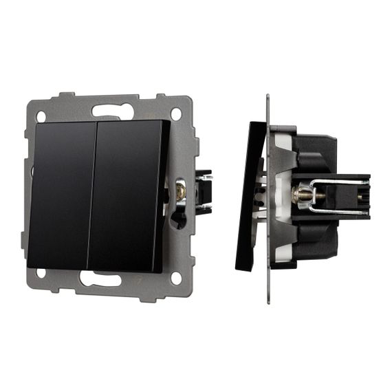 Механизм выключателя двухклавишный проходной SWT-MKP2-PL-BK-V (250V, 10A) Arlight 049893