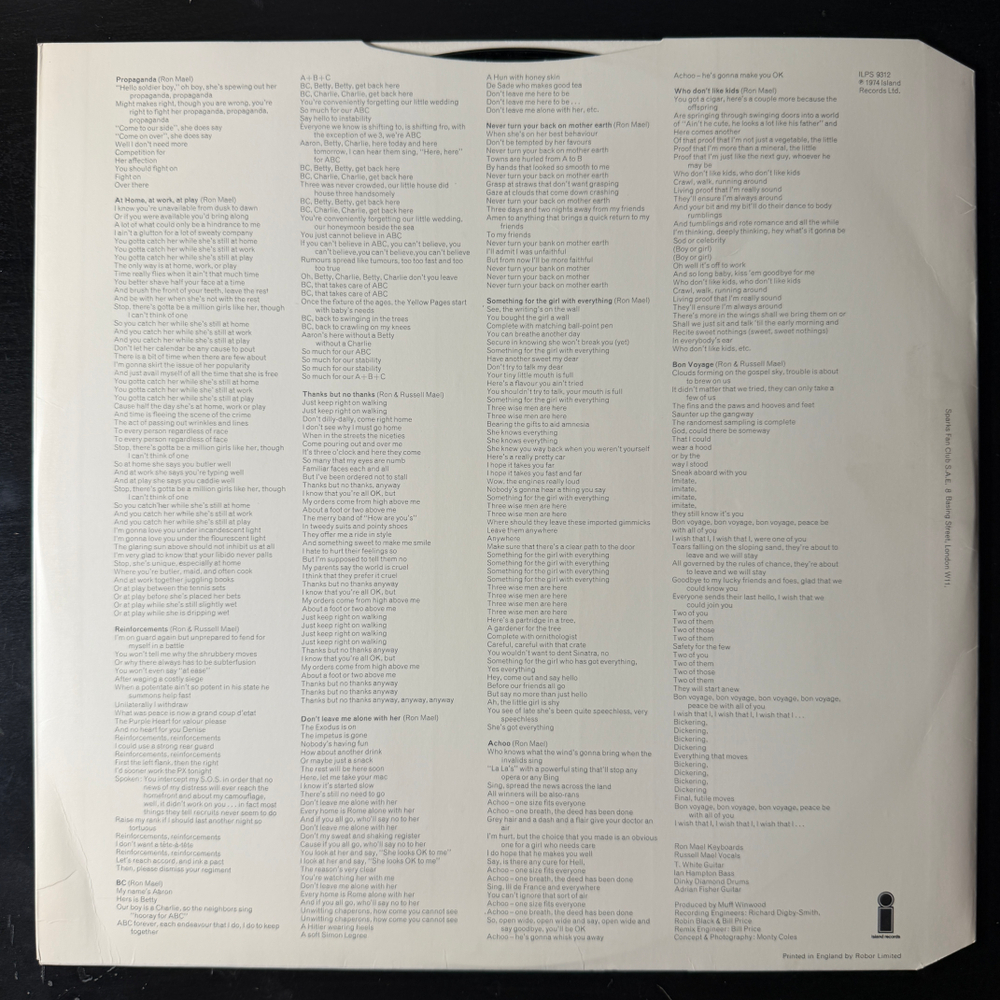 Sparks- Propaganda (Англия 1974г.)