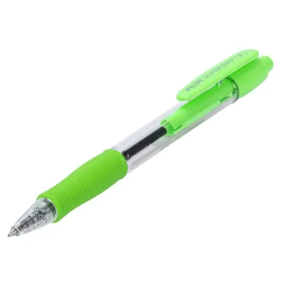 Ручка шариковая масляная автоматическая с грипом PILOT "Super Grip", СИНЯЯ, салатовые детали, узел 0,7 мм, линия письма 0,21 мм, BPGP-10R, BPGP-10R-F SG